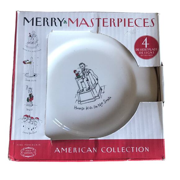 Vintage 1999 Christmas National Monuments 4 Dessert Plate & Mug Cup Set NEW - Picture 7 of 12